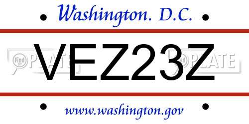 VEZ23Z District Of Columbia License Plate
