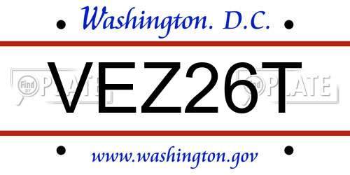 VEZ26T District Of Columbia License Plate