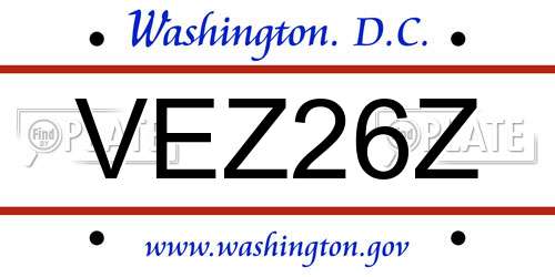 VEZ26Z District Of Columbia License Plate