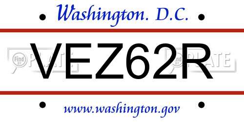 VEZ62R District Of Columbia License Plate