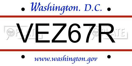 VEZ67R District Of Columbia License Plate