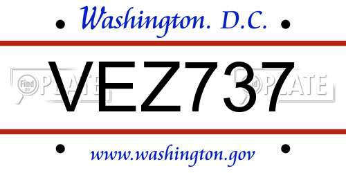 VEZ737 District Of Columbia License Plate