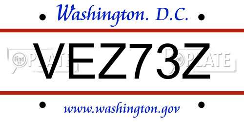 VEZ73Z District Of Columbia License Plate