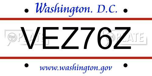 VEZ76Z District Of Columbia License Plate