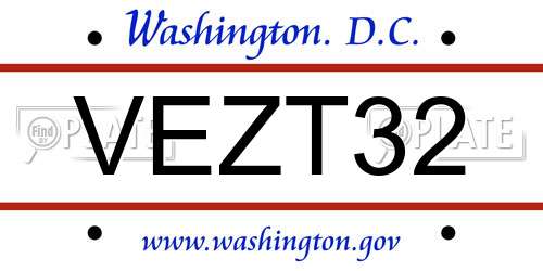 VEZT32 District Of Columbia License Plate