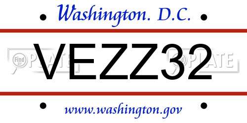 VEZZ32 District Of Columbia License Plate