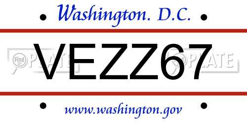 VEZZ67 District Of Columbia License Plate