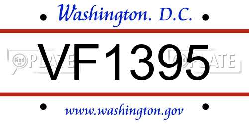 VF1395 District Of Columbia License Plate
