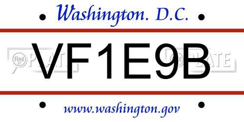 VF1E9B District Of Columbia License Plate