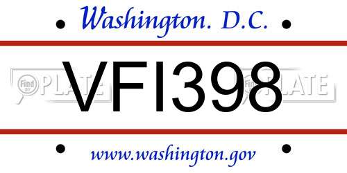 VFI398 District Of Columbia License Plate