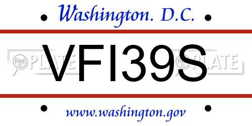 VFI39S District Of Columbia License Plate