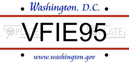 VFIE95 District Of Columbia License Plate
