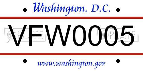 VFW0005 District Of Columbia License Plate