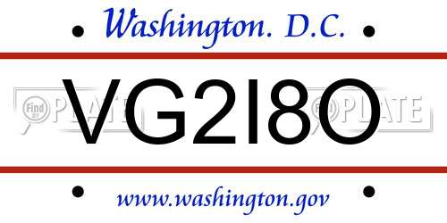 VG2I8O District Of Columbia License Plate