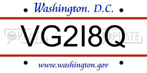 VG2I8Q District Of Columbia License Plate
