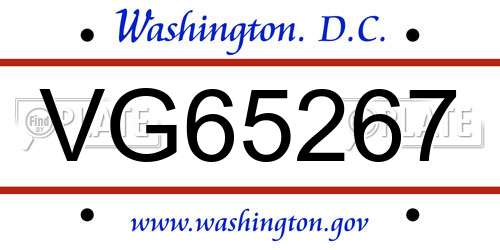 VG65267 District Of Columbia License Plate