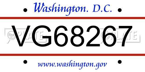 VG68267 District Of Columbia License Plate