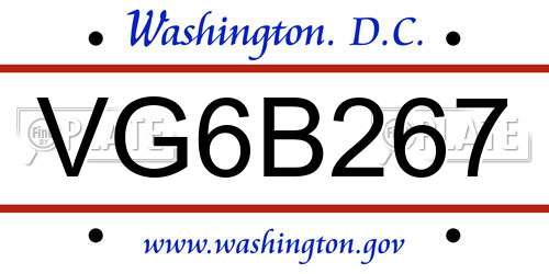 VG6B267 District Of Columbia License Plate