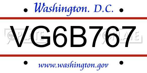 VG6B767 District Of Columbia License Plate