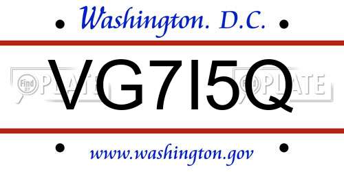 VG7I5Q District Of Columbia License Plate