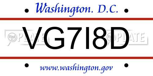 VG7I8D District Of Columbia License Plate
