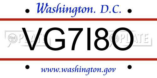 VG7I8O District Of Columbia License Plate