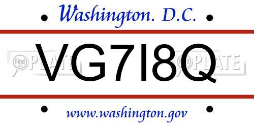 VG7I8Q District Of Columbia License Plate