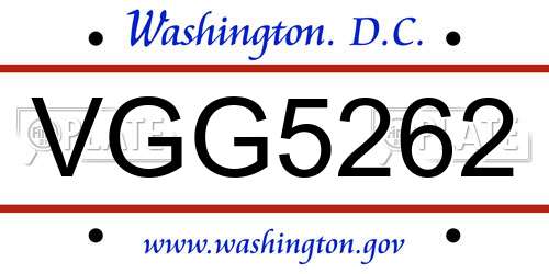 VGG5262 District Of Columbia License Plate