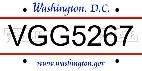VGG5267 District Of Columbia License Plate