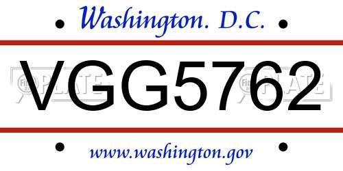 VGG5762 District Of Columbia License Plate