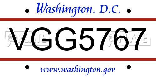 VGG5767 District Of Columbia License Plate