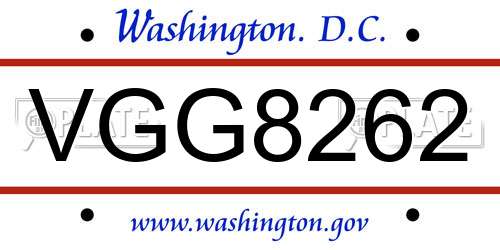 VGG8262 District Of Columbia License Plate