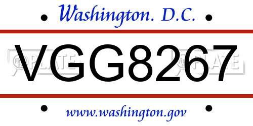 VGG8267 District Of Columbia License Plate
