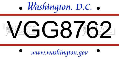 VGG8762 District Of Columbia License Plate