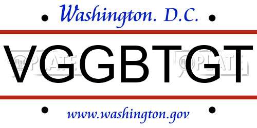 VGGBTGT District Of Columbia License Plate