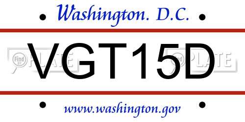 VGT15D District Of Columbia License Plate