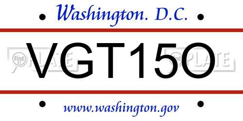 VGT15O District Of Columbia License Plate