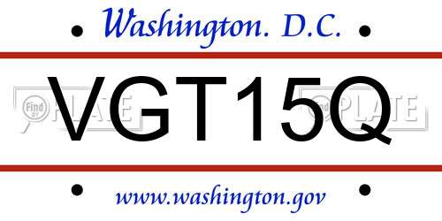 VGT15Q District Of Columbia License Plate