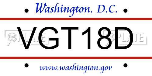 VGT18D District Of Columbia License Plate