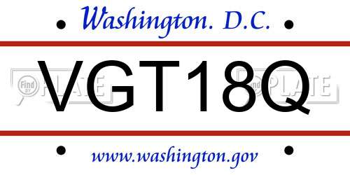 VGT18Q District Of Columbia License Plate