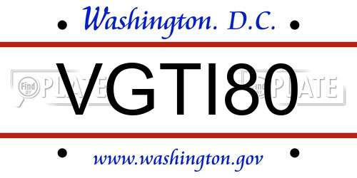 VGTI80 District Of Columbia License Plate