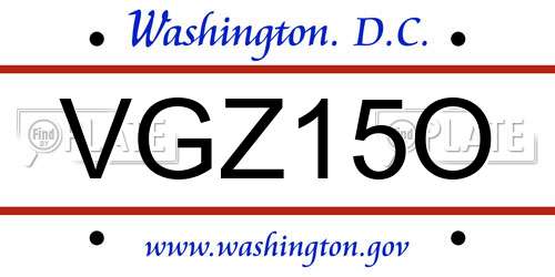VGZ15O District Of Columbia License Plate