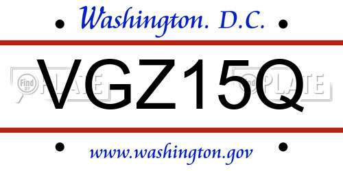 VGZ15Q District Of Columbia License Plate