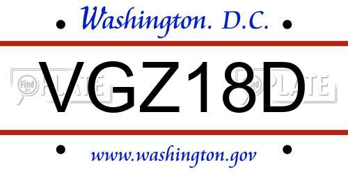 VGZ18D District Of Columbia License Plate