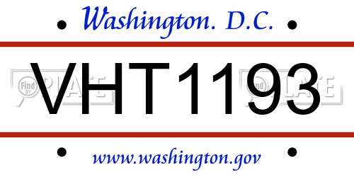 VHT1193 District Of Columbia License Plate