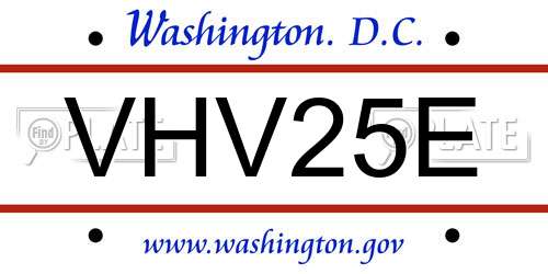 VHV25E District Of Columbia License Plate