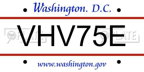 VHV75E District Of Columbia License Plate
