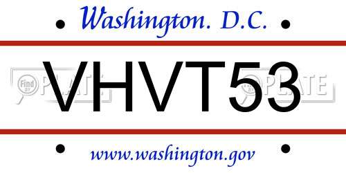 VHVT53 District Of Columbia License Plate