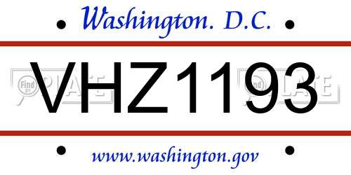 VHZ1193 District Of Columbia License Plate