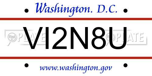 VI2N8U District Of Columbia License Plate